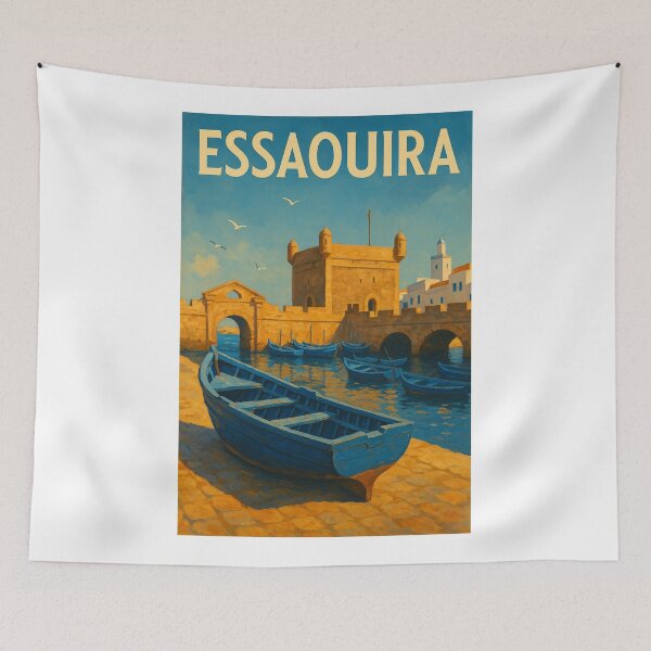 Item preview, Essaouira Port with Boats and Fortress Walls designed and sold by Aryabek.