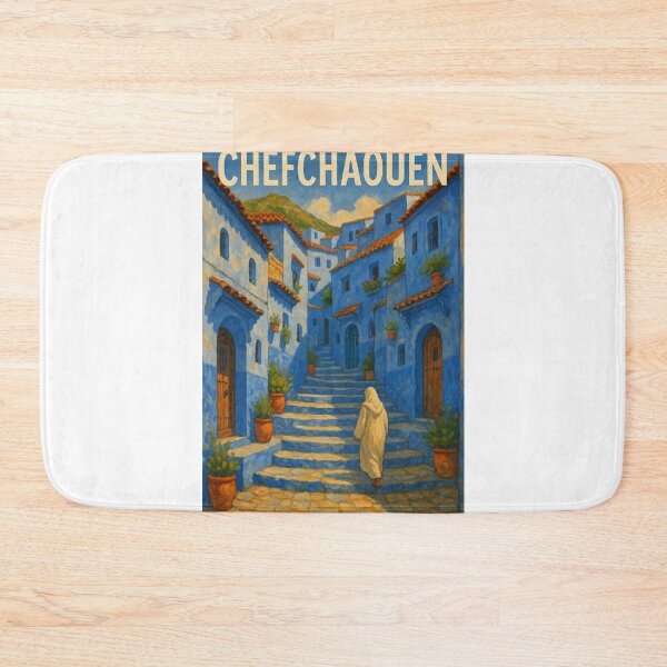Item preview, Chefchaouen Morocco Stairs with Traditional Robe designed and sold by Aryabek.