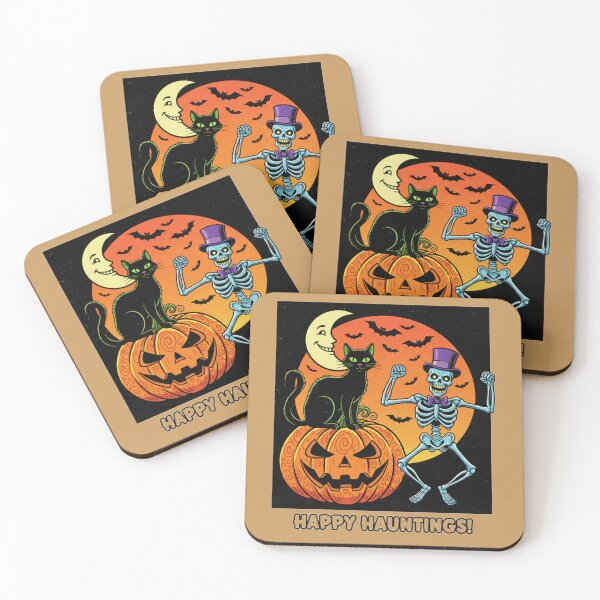 Item preview, Happy Hauntings: Black Cat, Skeleton & Pumpkin - Redbubble Graphic designed and sold by Studio Yvonne .