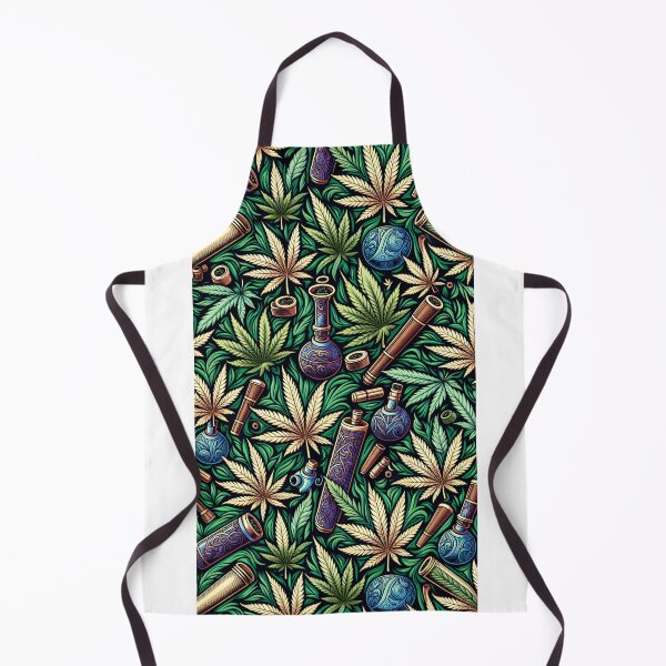 Item preview, Seamless Pattern of Marijuana Leaves and Smoking Accessories with Artistic Design designed and sold by KanDa-Shop.