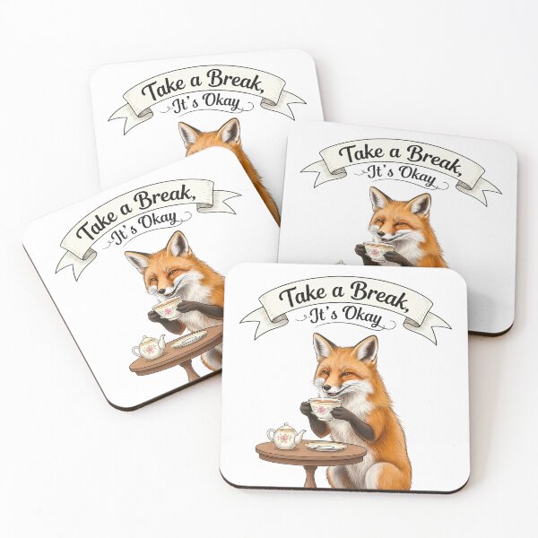 Item preview, Cute Fox Sticker – Take a Break It’s Okay | Tea, Self Care, Positivity & Mental Health Motivation designed and sold by stickmanvibes.