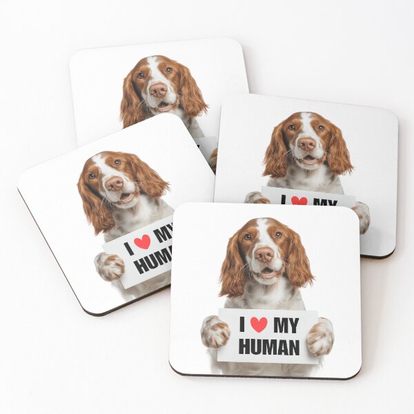 Item preview, Cute Welsh Springer Spaniel dog with Signboard I love my Human  designed and sold by LazyOwlStore.