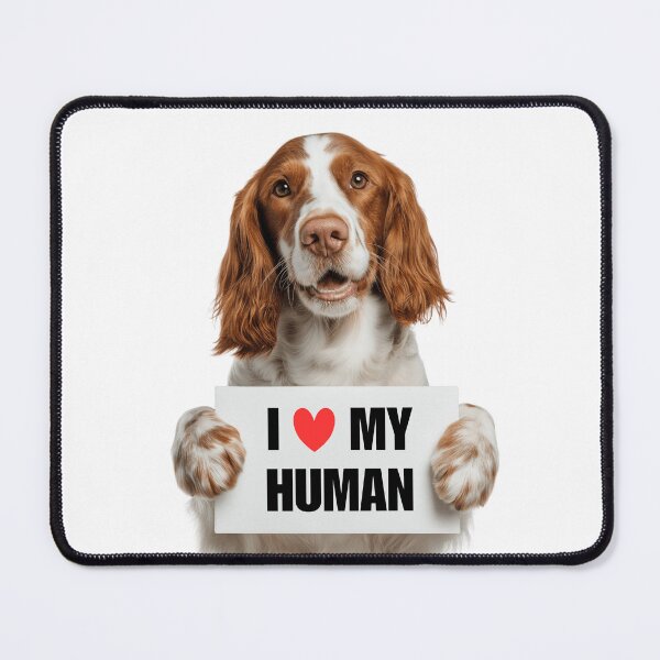 Item preview, Cute Welsh Springer Spaniel dog with Signboard I love my Human designed and sold by LazyOwlStore.