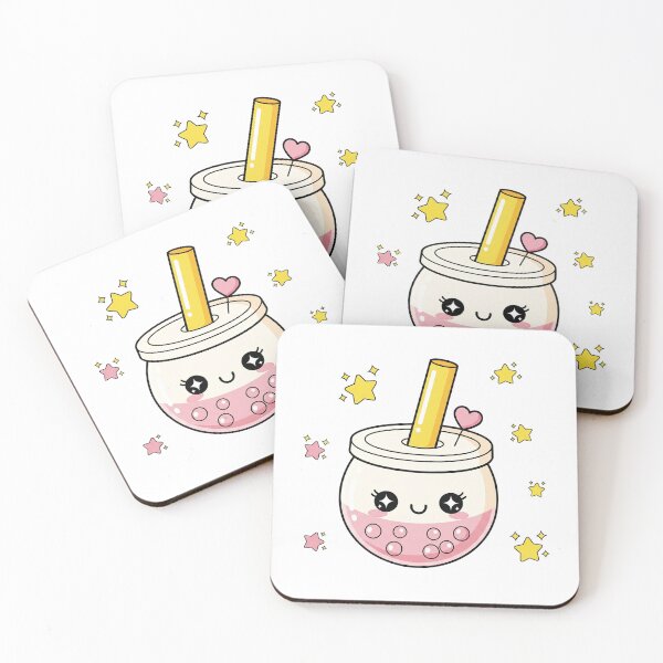 Item preview, Cute Kawaii Pink Boba with Stars designed and sold by istoriadesign.