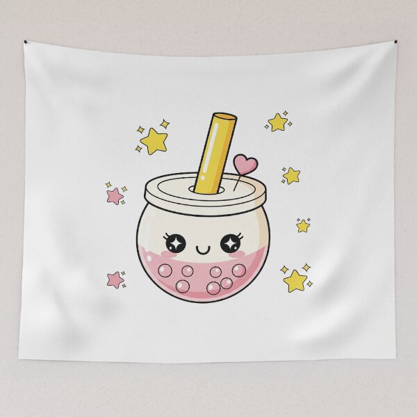 Item preview, Cute Kawaii Pink Boba with Stars designed and sold by istoriadesign.