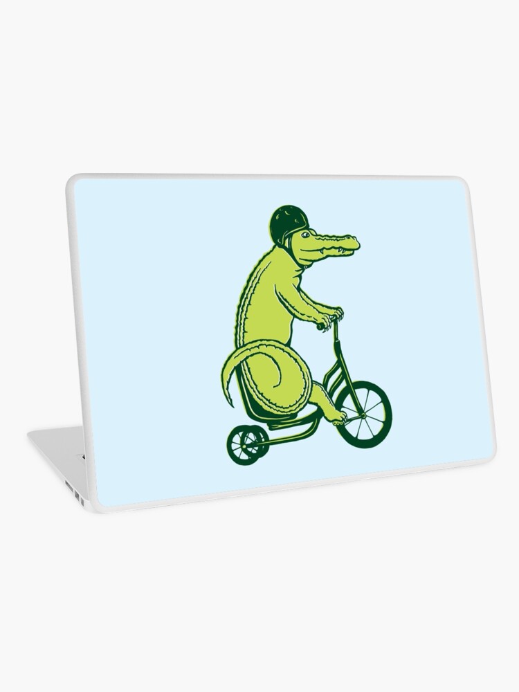 Vinilo para portátil «Cocodrilo en bicicleta» de amelielegault | Redbubble