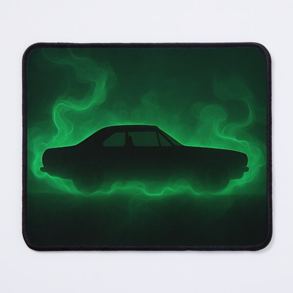 Item preview, Minimalist Car Silhouette with Green Neon Smoke – Dark Moody designed and sold by PosterFuel.
