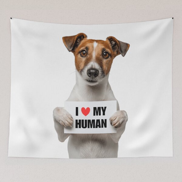 Item preview, Cute Smooth Fox Terrier dog with Signboard I love my Human  designed and sold by LazyOwlStore.