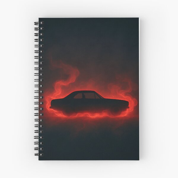 Item preview, Minimalist Car Silhouette with Red Neon Smoke – Dark Moody designed and sold by PosterFuel.