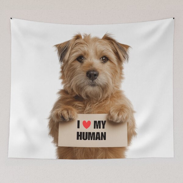 Item preview, Cute Norfolk Terrier dog with Signboard I love my Human  designed and sold by LazyOwlStore.