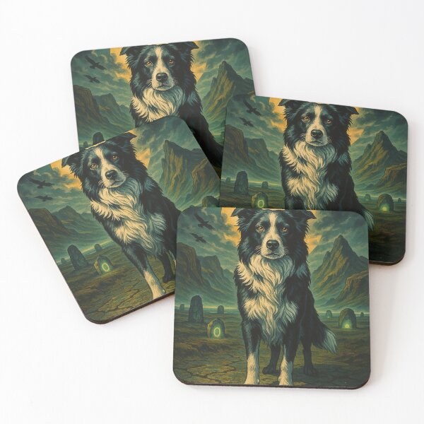 Item preview, Border Collie Retro Surreal Highland Poster designed and sold by Flying Doggo.