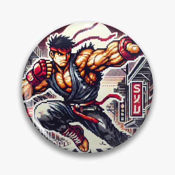 Item preview, Retro Pixelated Fighter in Action Street Scene. designed and sold by The-T-In-Retro.