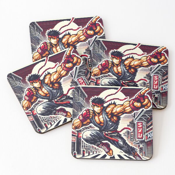 Item preview, Retro Pixelated Fighter in Action Street Scene. designed and sold by The-T-In-Retro.