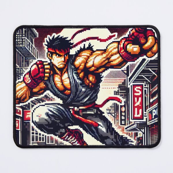 Item preview, Retro Pixelated Fighter in Action Street Scene. designed and sold by The-T-In-Retro.