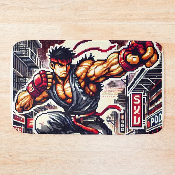 Item preview, Retro Pixelated Fighter in Action Street Scene. designed and sold by The-T-In-Retro.