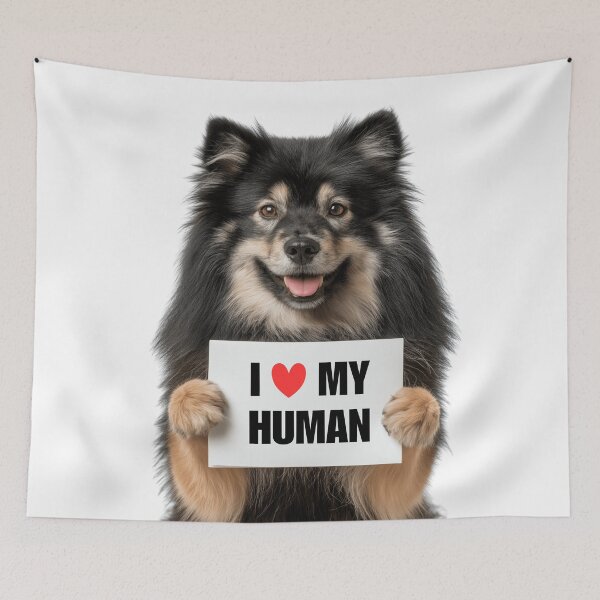 Item preview, Cute Finnish Lapphund dog with Signboard I love my Human  designed and sold by LazyOwlStore.
