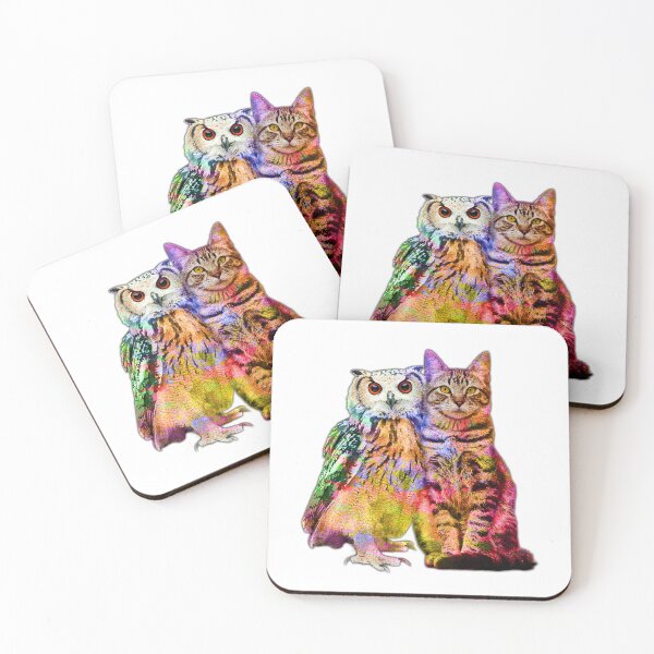 Item preview, meowl a cat and an owl cute colorful designed and sold by ramwebroom.