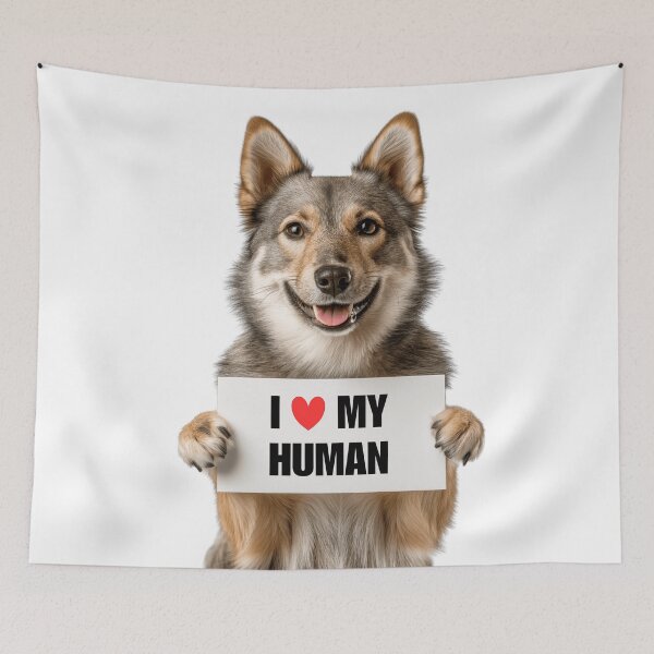 Item preview, Cute Swedish Vallhund dog with Signboard I love my Human  designed and sold by LazyOwlStore.