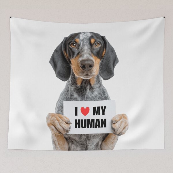 Item preview, Cute Bluetick Coonhound dog with Signboard I love my Human  designed and sold by LazyOwlStore.