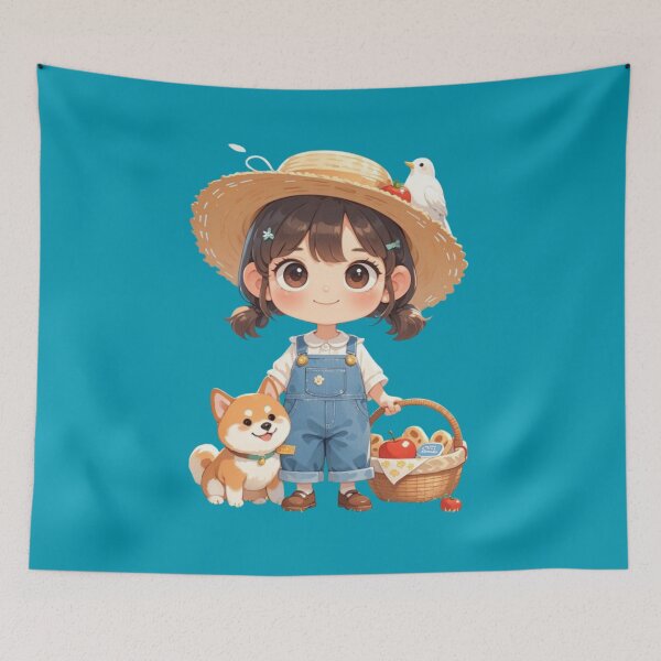 Item preview, Adorable Farm Girl with Shiba Dog designed and sold by IDEON-23.