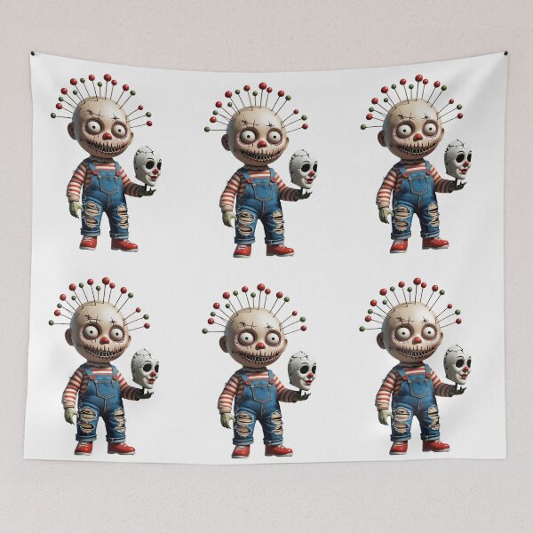 Item preview, Creepy doll with pins and broken mask designed and sold by StormArte.