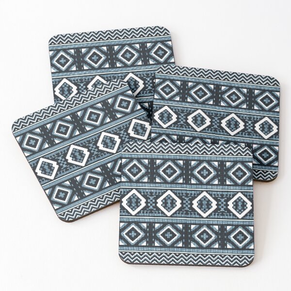 Item preview, Geometric Tribal Textile Pattern with Diamond Motifs in Blue and Black designed and sold by BUDDYLUU.