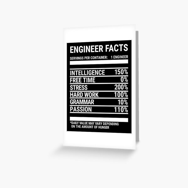 Engineer Facts Funny Engineering Student T-shirt Greeting Card