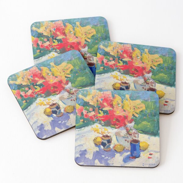 Item preview, Floral Table Still Life in Impressionist Style designed and sold by pysmiasolmer.