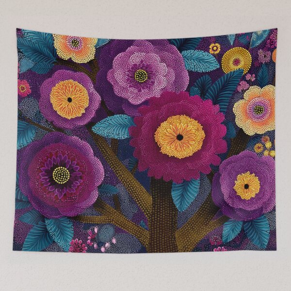 Item preview, Aboriginal Inspired Dot Art - Flowering Tree At Night designed and sold by GrinGalore.