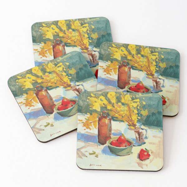 Item preview, Yellow Flowers and Strawberries Still Life designed and sold by pysmiasolmer.