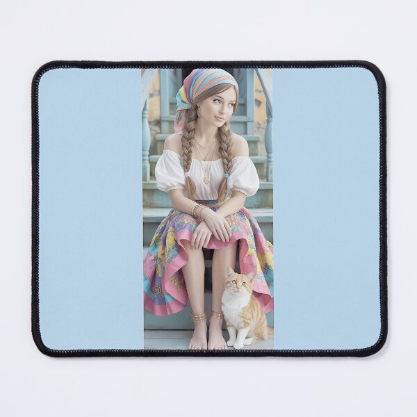 Item preview, Boho Beauty  Ginger Cat on Steps designed and sold by Donald Howard.