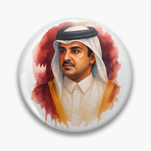 Item preview, Emir Tamim bin Hamad Al Thani Watercolor Portrait | Qatar Flag Inspired Design designed and sold by AMAOZ.