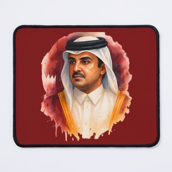 Item preview, Emir Tamim bin Hamad Al Thani Watercolor Portrait | Qatar Flag Inspired Design designed and sold by AMAOZ.