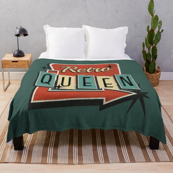 Aperçu de l'œuvre Panneau de motel rétro Queen style vintage vieilli bleu sarcelle créée et vendue par TackyTime.