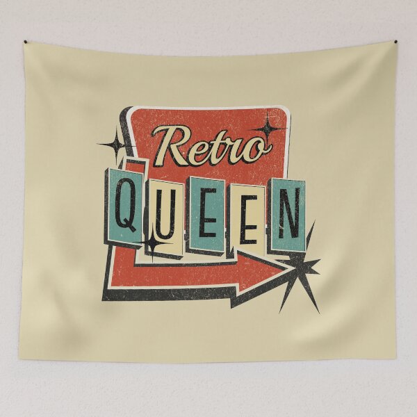Aperçu de l'œuvre Panneau de motel rétro Queen style vintage vieilli beige créée et vendue par TackyTime.