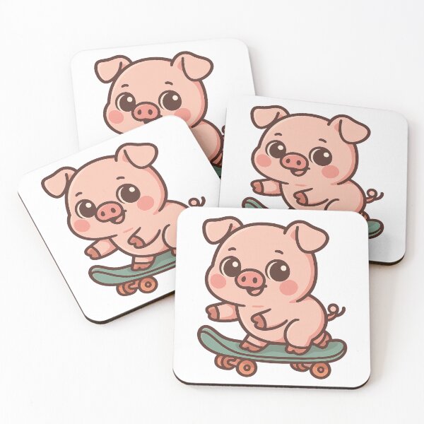 Item preview, Kawaii Piglet on Skateboard – Cute Animal Illustration designed and sold by VDekDesigns.