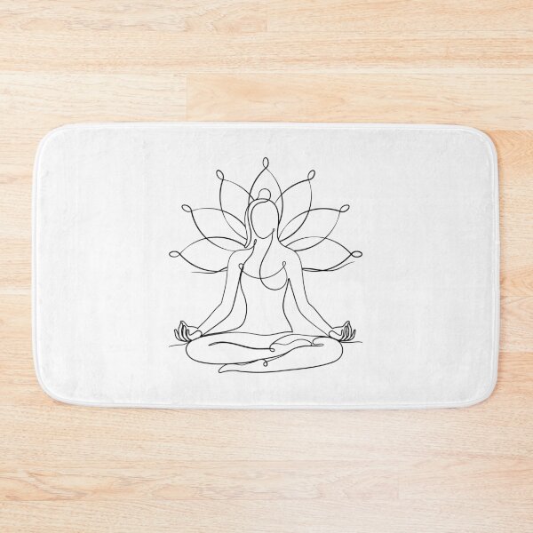 Item preview, Black One Line Drawing - Yoga Lotus And Yogini designed and sold by altandesign.