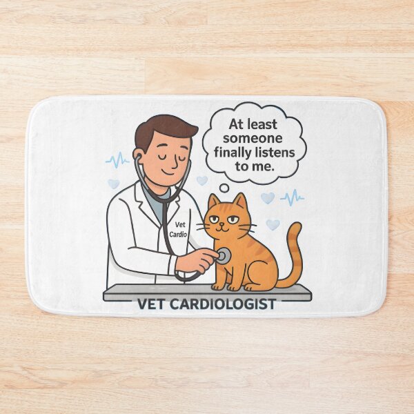 Item preview, Funny Cat at the Veterinarian Cardiologist – At Least Finally Someone Listens to Me designed and sold by Bettybee00.
