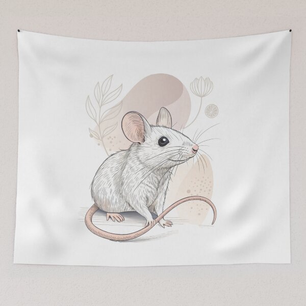 Item preview, Botanical White Mouse Illustration designed and sold by Ommash.