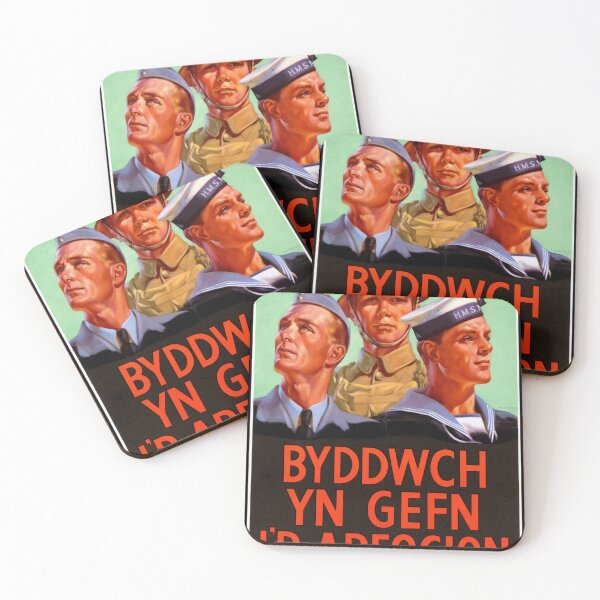 Item preview, WWII British Propaganda Poster | Royal Air Force Army & Navy Art | Welsh Text | Vintage Military Print | Home Front Support designed and sold by artofuniverse.