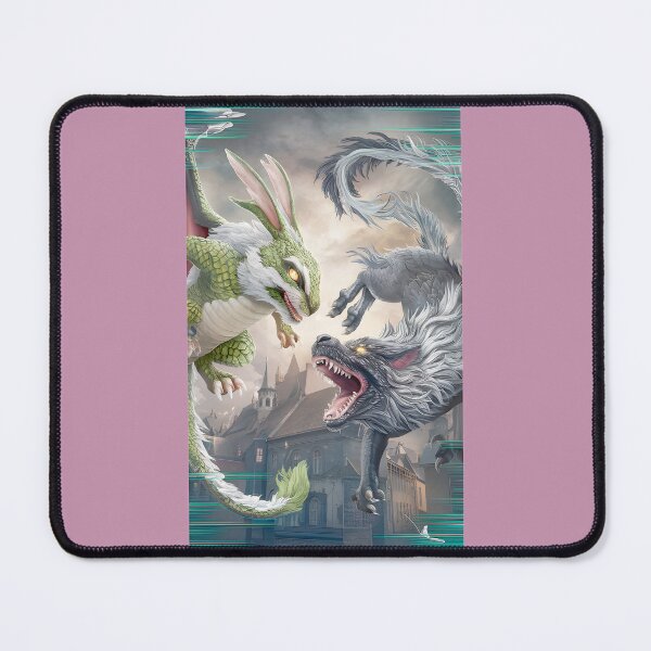 Item preview, Dragon vs Wolf Mythical Battle Art designed and sold by Christina Powers.