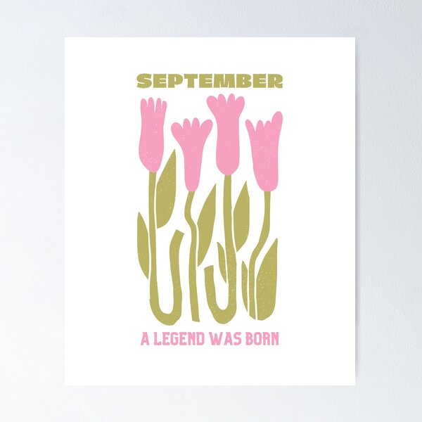 Item preview, September A Legend Was Born - Retro Typography T-Shirt & Merch designed and sold by HBDStudio.