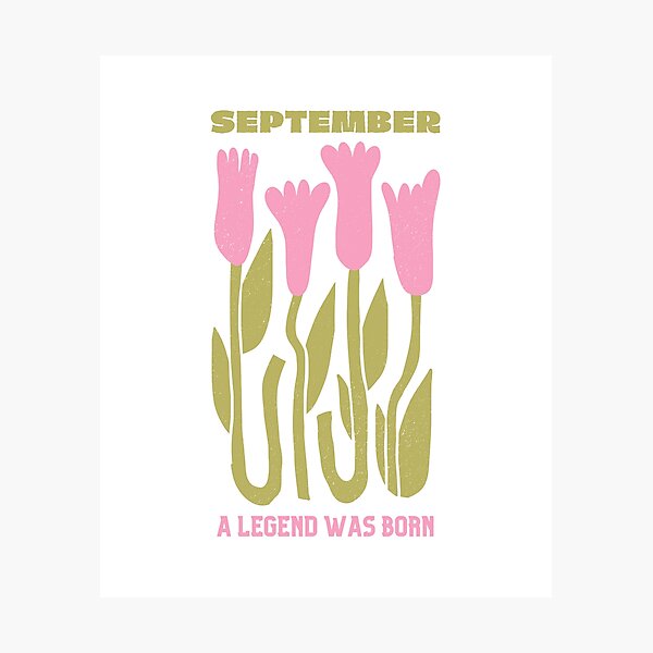 Item preview, September A Legend Was Born - Retro Typography T-Shirt & Merch designed and sold by HBDStudio.