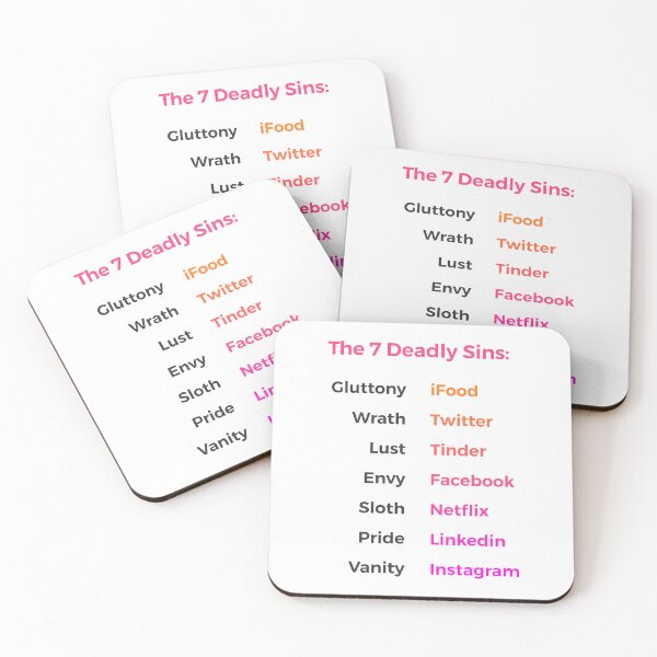 Item preview, The 7 Deadly Sins of the Internet — Funny Social Media Parody Tee designed and sold by Coincidentia.