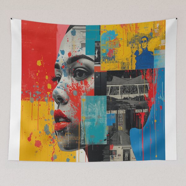 Item preview, Girl drawn with geometric pattern and colors designed and sold by saly55887.