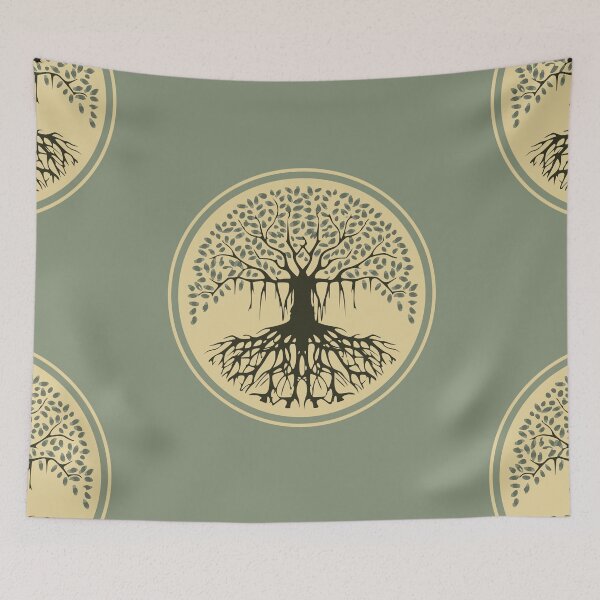 Item preview, Spiritual Balance Banyan Tree of Life Blue Beige designed and sold by TackyTime.