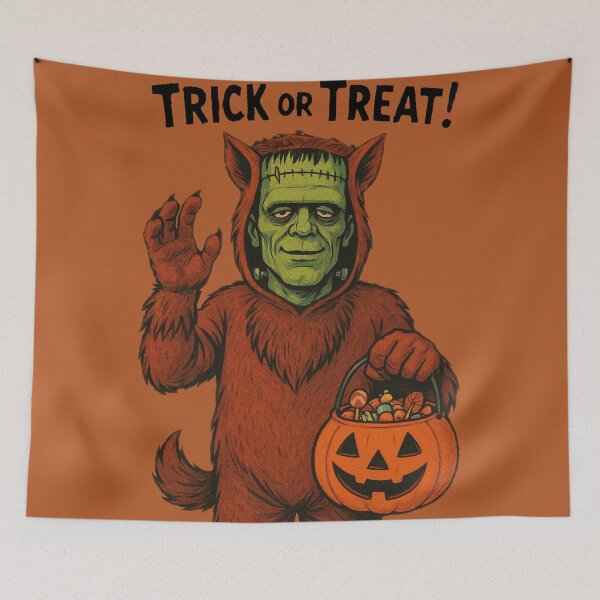 Item preview, Frankenstein in Werewolf Costume – 80s Halloween Art designed and sold by MythoWorldddd.