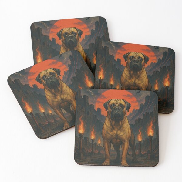 Item preview, Mastiff Retro Surreal Fortress Courtyard Poster designed and sold by Flying Doggo.