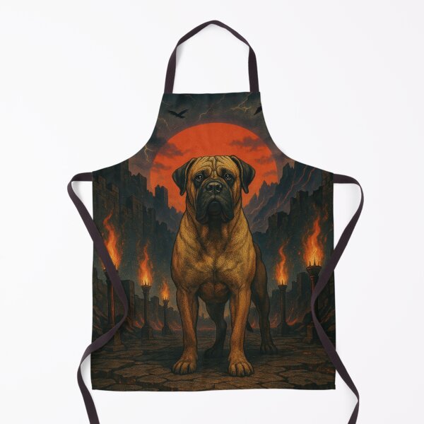 Item preview, Mastiff Retro Surreal Fortress Courtyard Poster designed and sold by Flying Doggo.