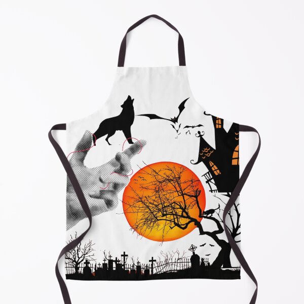 Item preview, Halloween Haunted House with Wolf and Full Moon – Spooky Night Illustration designed and sold by chillprint1.